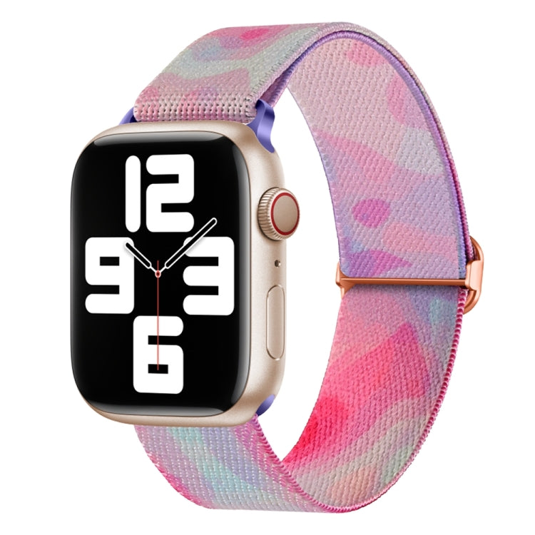 For Apple Watch Ultra 49mm Painted Pattern Nylon Replacement Watch Band(Ladder Purple Blue) - Watch Bands by PMC TechLife | Online Shopping South Africa | PMC TechLife
