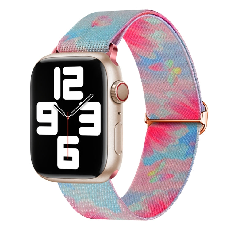 For Apple Watch SE 2022 44mm Painted Pattern Nylon Replacement Watch Band(Flower Butterfly) - Watch Bands by PMC TechLife | Online Shopping South Africa | PMC TechLife