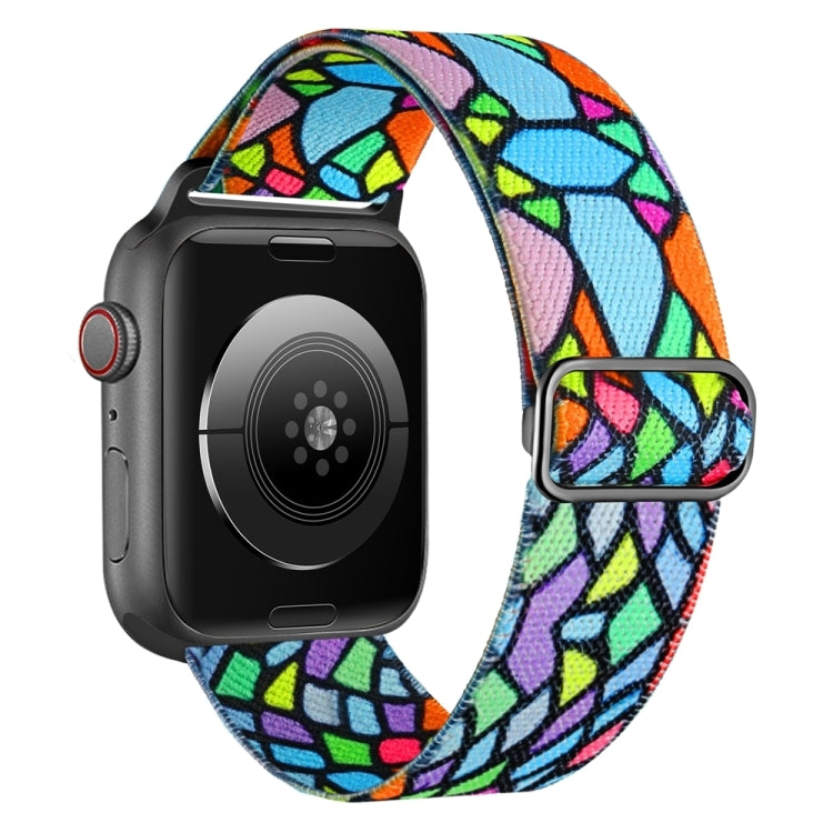 For Apple Watch 9 45mm Painted Pattern Nylon Replacement Watch Band(Geometric Rainbow) - Watch Bands by PMC TechLife | Online Shopping South Africa | PMC TechLife
