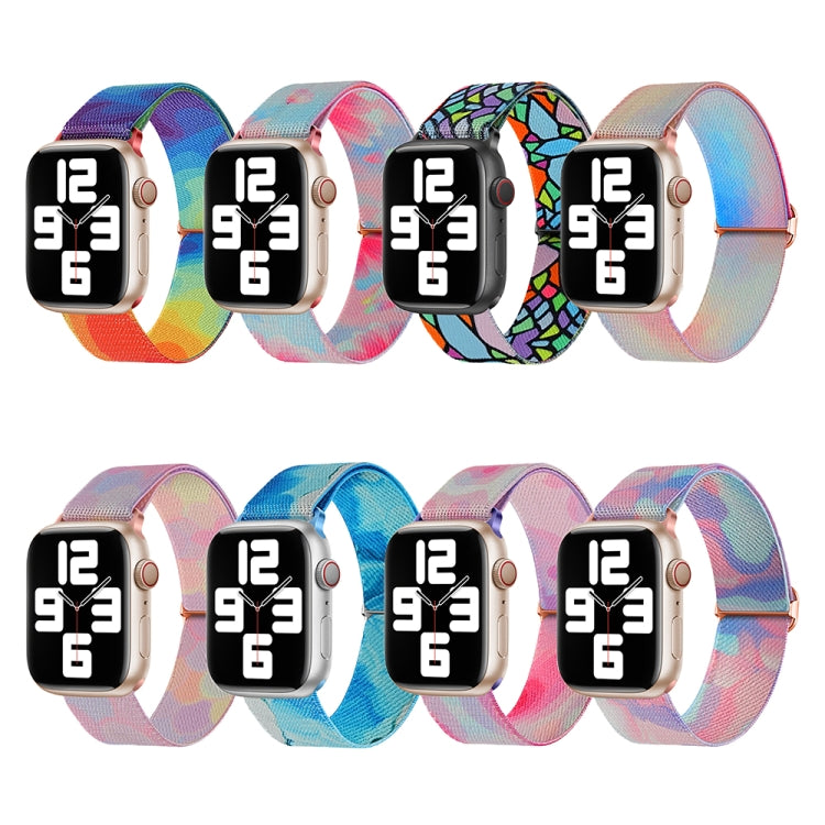 For Apple Watch SE 2023 44mm Painted Pattern Nylon Replacement Watch Band(Symphony Bubbles) - Watch Bands by PMC TechLife | Online Shopping South Africa | PMC TechLife