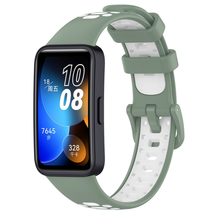 For Huawei Band 8 Two Color Silicone Replacement Watch Band(Light Green White) - Watch Bands by PMC TechLife | Online Shopping South Africa | PMC TechLife