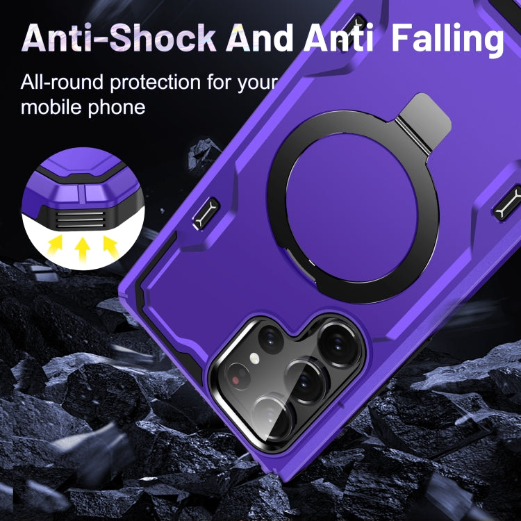 For Samsung Galaxy S23 5G Patronus MagSafe Magnetic Holder Phone Case(Purple) - Galaxy S23 5G Cases by PMC TechLife | Online Shopping South Africa | PMC TechLife