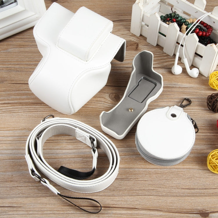 For Canon EOS R50 Full Body Magnetic Leather Camera Case Bag with Strap, Deluxe Edition(White) - Leather Bag by PMC TechLife | Online Shopping South Africa | PMC TechLife