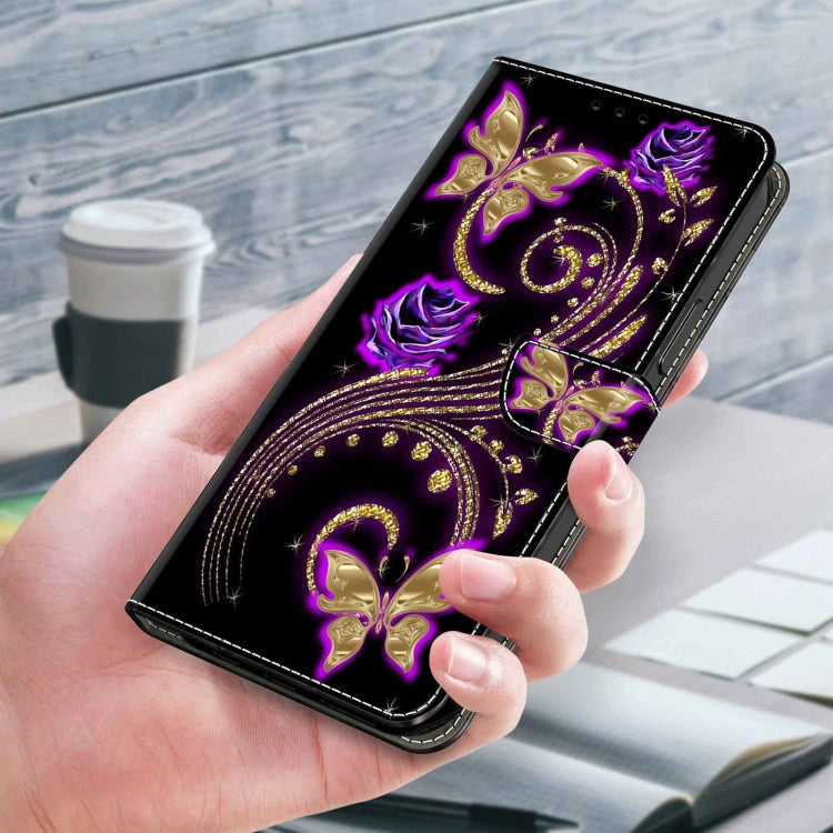 For Xiaomi Redmi Note 12 4G Crystal 3D Shockproof Protective Leather Phone Case(Purple Flower Butterfly) - free shipping - PMC TechLife - Order now!