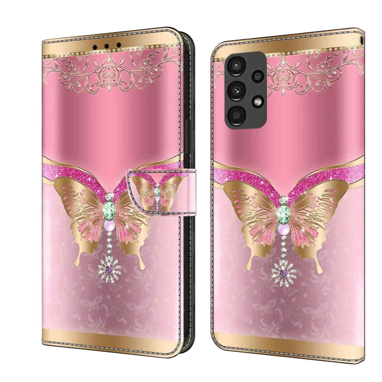 For Samsung Galaxy A13 4G / 5G / A04S Crystal 3D Shockproof Protective Leather Phone Case(Pink Bottom Butterfly) - free shipping - PMC TechLife - Order now!