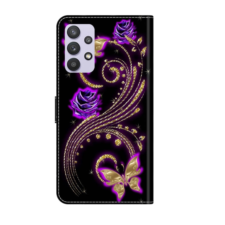 For Samsung Galaxy A32 5G Crystal 3D Shockproof Protective Leather Phone Case(Purple Flower Butterfly) - free shipping - PMC TechLife - Order now!