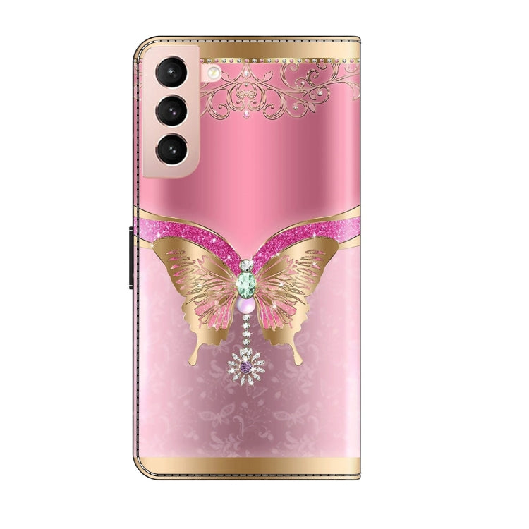 For Samsung Galaxy S21 Crystal 3D Shockproof Protective Leather Phone Case(Pink Bottom Butterfly) - free shipping - PMC TechLife - Order now!
