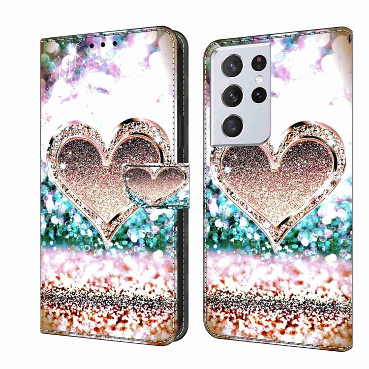For Samsung Galaxy S21 Ultra Crystal 3D Shockproof Protective Leather Phone Case(Pink Diamond Heart) - free shipping - PMC TechLife - Order now!