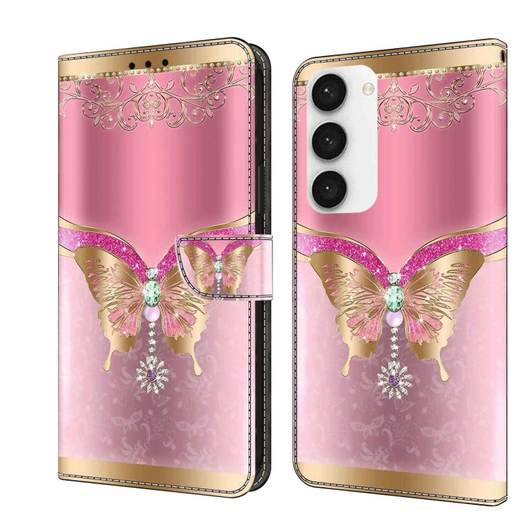 For Samsung Galaxy S23 Crystal 3D Shockproof Protective Leather Phone Case(Pink Bottom Butterfly) - free shipping - PMC TechLife - Order now!