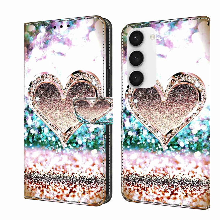 For Samsung Galaxy S23 Crystal 3D Shockproof Protective Leather Phone Case(Pink Diamond Heart) - free shipping - PMC TechLife - Order now!