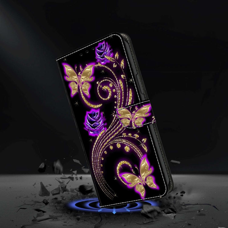 For Samsung Galaxy S23 Crystal 3D Shockproof Protective Leather Phone Case(Purple Flower Butterfly) - free shipping - PMC TechLife - Order now!