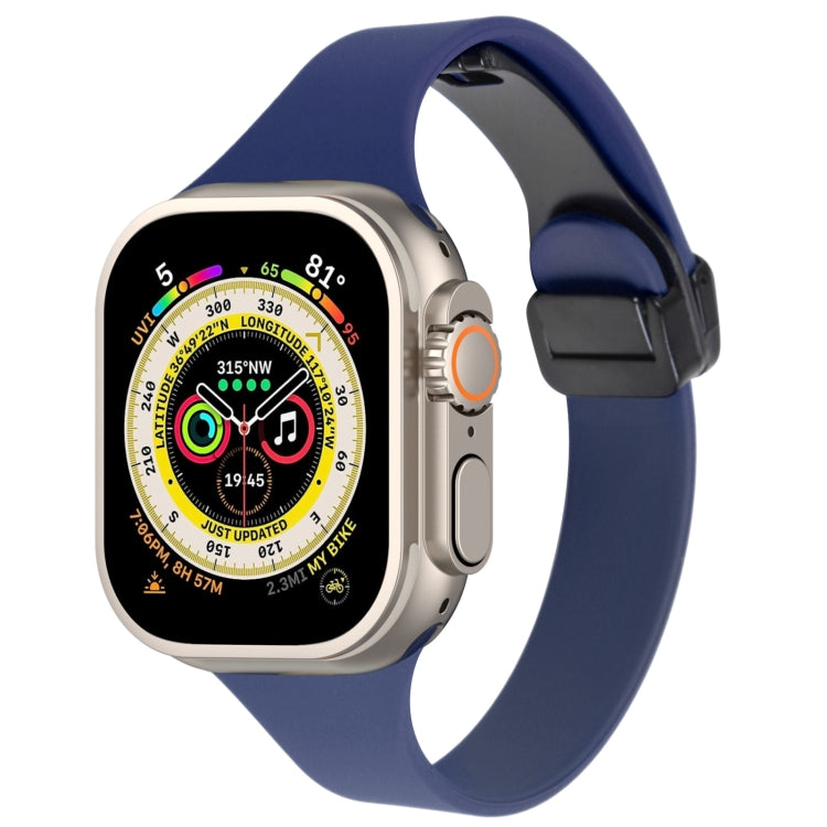 For Apple Watch Ultra 49mm Magnetic Buckle Slim Silicone Watch Band(Midnight Blue) - Watch Bands by PMC TechLife | Online Shopping South Africa | PMC TechLife