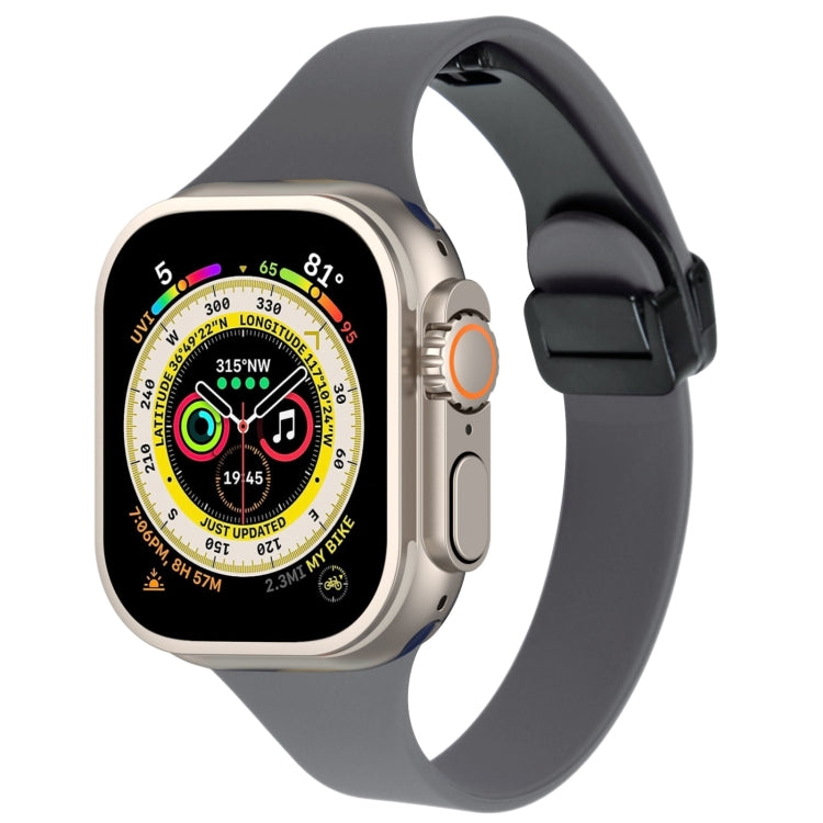 For Apple Watch Ultra 49mm Magnetic Buckle Slim Silicone Watch Band(Starry Grey) - Watch Bands by PMC TechLife | Online Shopping South Africa | PMC TechLife