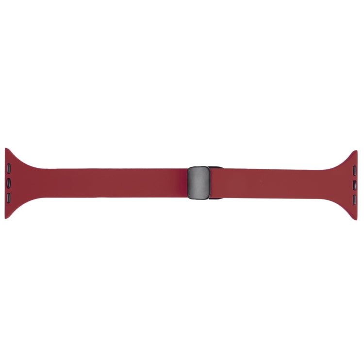 For Apple Watch Ultra 49mm Magnetic Buckle Slim Silicone Watch Band(Wine Red) - Watch Bands by PMC TechLife | Online Shopping South Africa | PMC TechLife