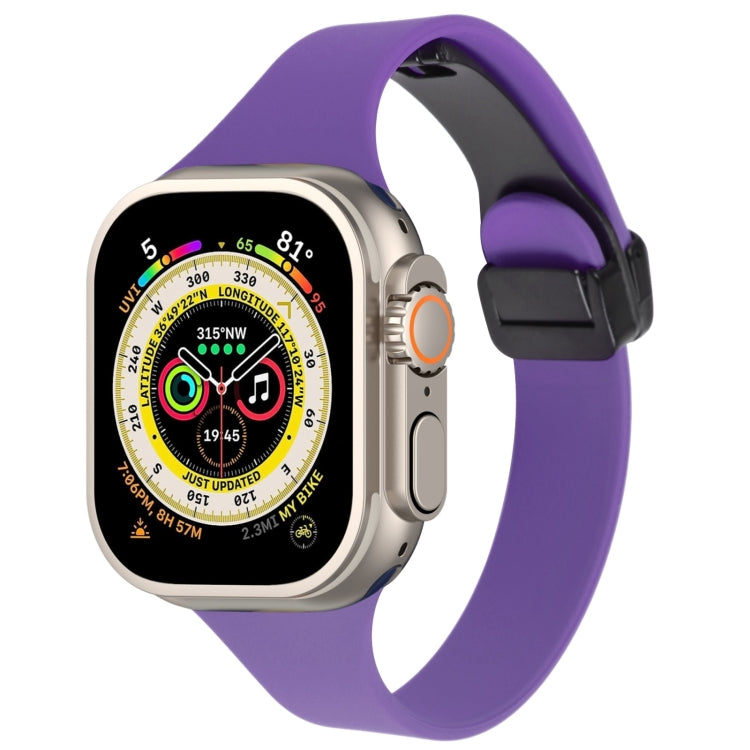 For Apple Watch Ultra 49mm Magnetic Buckle Slim Silicone Watch Band(Dark Purple) - Watch Bands by PMC TechLife | Online Shopping South Africa | PMC TechLife