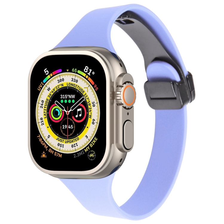 For Apple Watch Ultra 49mm Magnetic Buckle Slim Silicone Watch Band(Light Purple) - Watch Bands by PMC TechLife | Online Shopping South Africa | PMC TechLife