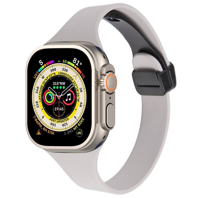 For Apple Watch Ultra 49mm Magnetic Buckle Slim Silicone Watch Band(Rock Grey) - Watch Bands by PMC TechLife | Online Shopping South Africa | PMC TechLife