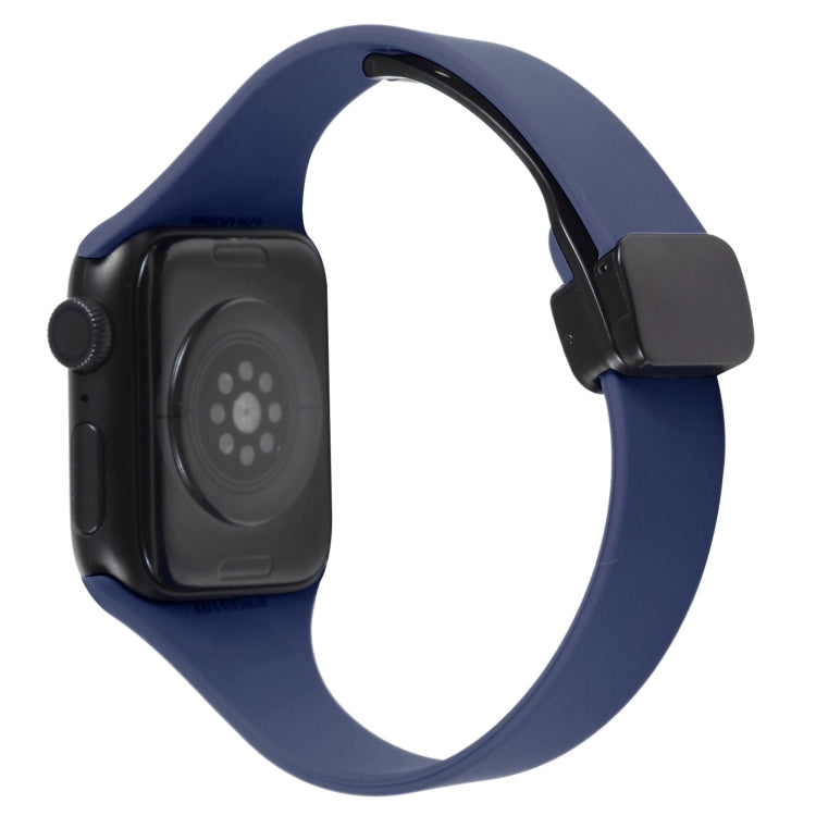 For Apple Watch 8 41mm Magnetic Buckle Slim Silicone Watch Band(Midnight Blue) - Watch Bands by PMC TechLife | Online Shopping South Africa | PMC TechLife