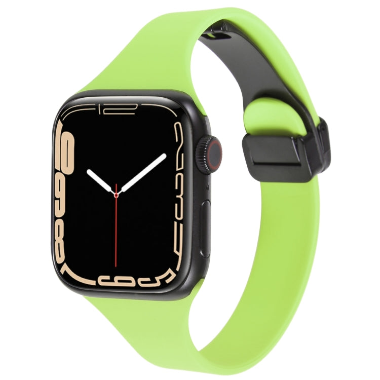 For Apple Watch 8 41mm Magnetic Buckle Slim Silicone Watch Band(Green) - Watch Bands by PMC TechLife | Online Shopping South Africa | PMC TechLife