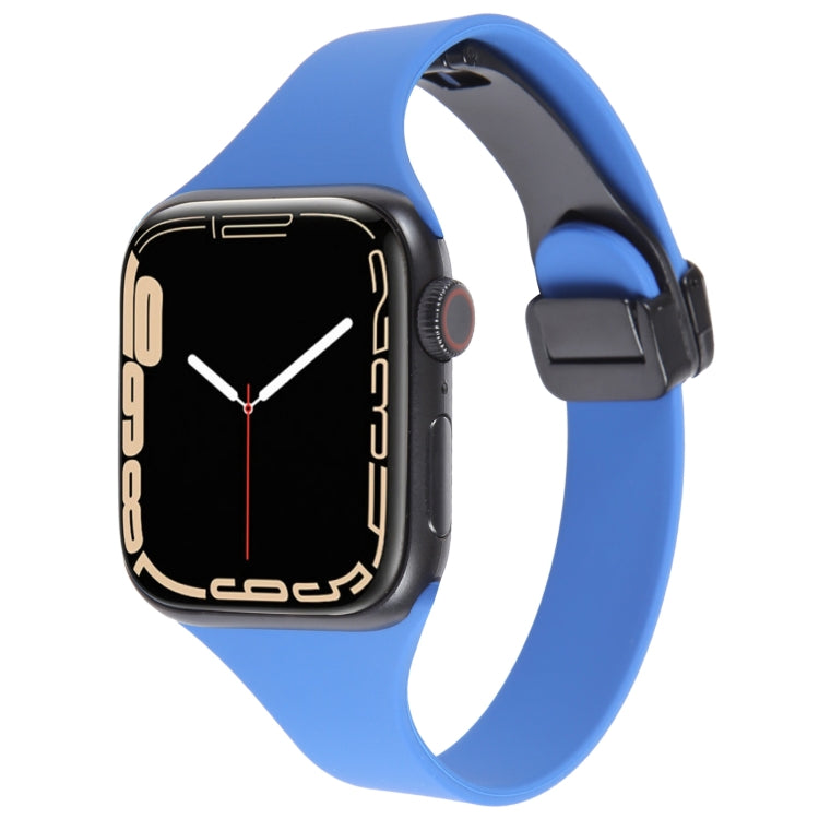 For Apple Watch 8 41mm Magnetic Buckle Slim Silicone Watch Band(Royal Blue) - Watch Bands by PMC TechLife | Online Shopping South Africa | PMC TechLife