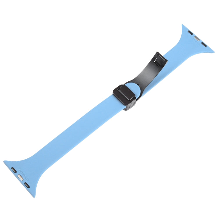 For Apple Watch 8 41mm Magnetic Buckle Slim Silicone Watch Band(Light Blue) - Watch Bands by PMC TechLife | Online Shopping South Africa | PMC TechLife