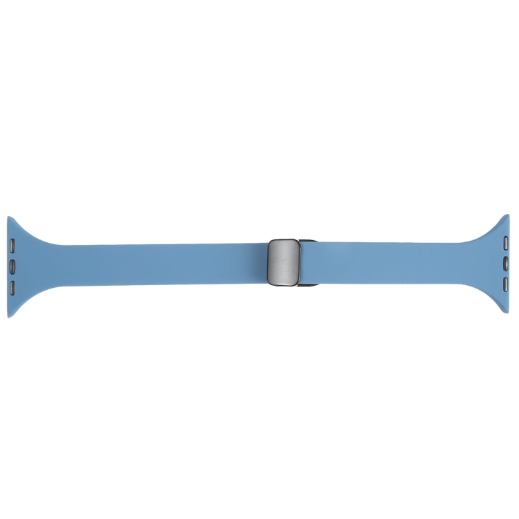 For Apple Watch 8 45mm  Magnetic Buckle Slim Silicone Watch Band(Blue) - Watch Bands by PMC TechLife | Online Shopping South Africa | PMC TechLife