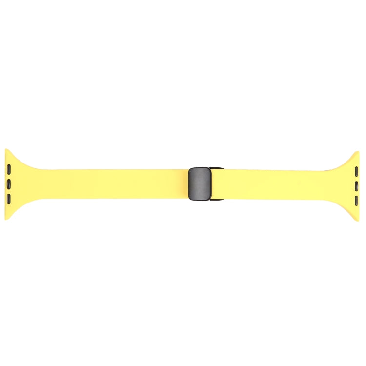 For Apple Watch SE 2022 40mm Magnetic Buckle Slim Silicone Watch Band(Light Yellow) - Watch Bands by PMC TechLife | Online Shopping South Africa | PMC TechLife