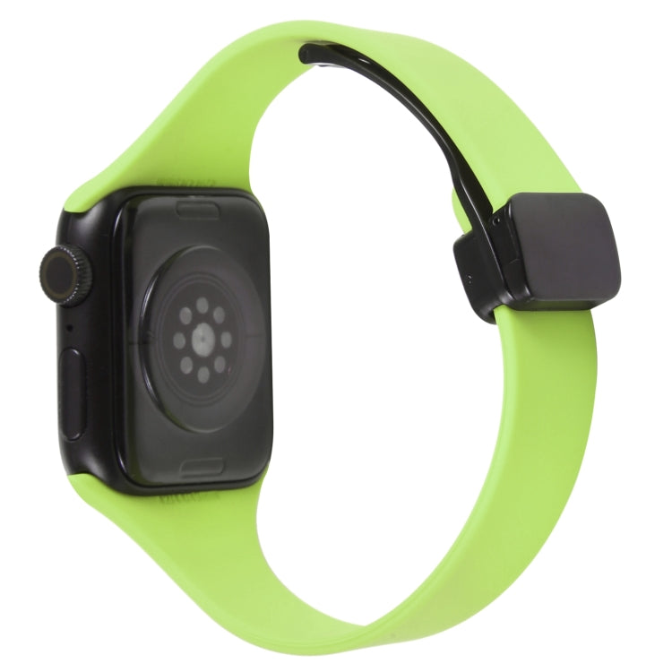 For Apple Watch SE 2022 44mm Magnetic Buckle Slim Silicone Watch Band(Green) - Watch Bands by PMC TechLife | Online Shopping South Africa | PMC TechLife