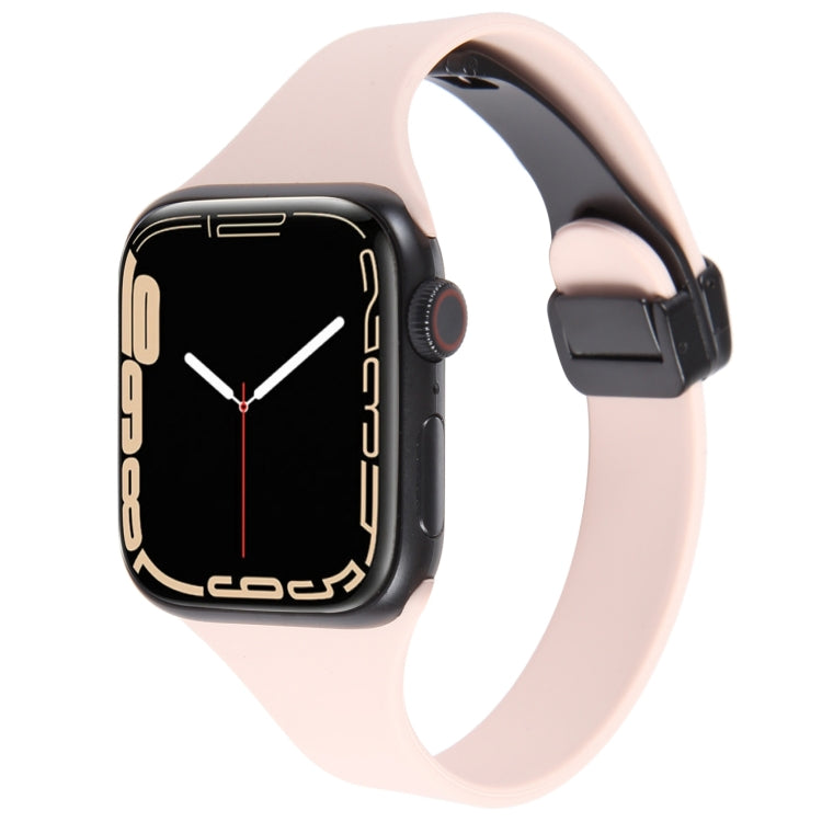 For Apple Watch SE 2022 44mm Magnetic Buckle Slim Silicone Watch Band(Pink) - Watch Bands by PMC TechLife | Online Shopping South Africa | PMC TechLife