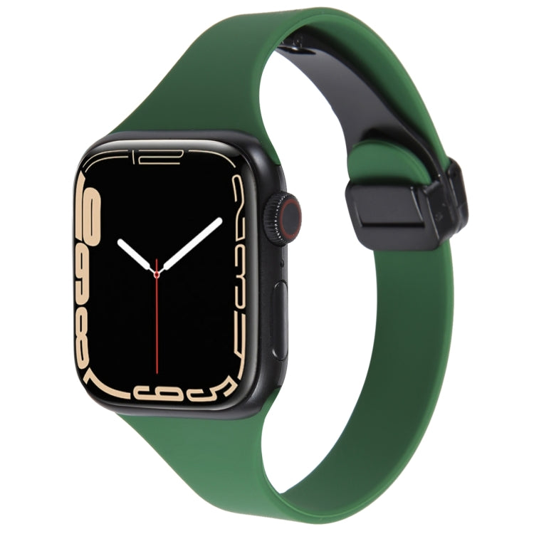 For Apple Watch SE 2022 44mm Magnetic Buckle Slim Silicone Watch Band(Alfalfa Grass) - Watch Bands by PMC TechLife | Online Shopping South Africa | PMC TechLife
