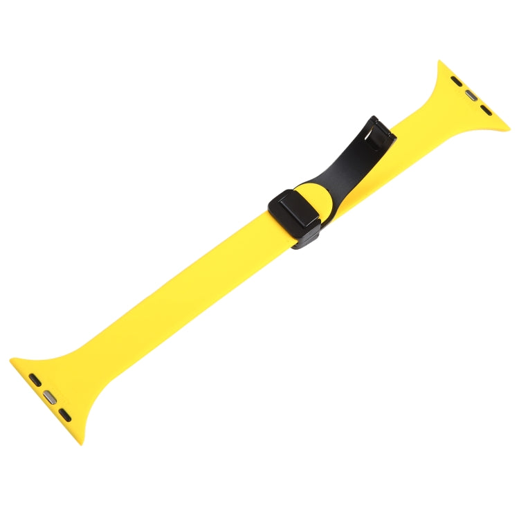 For Apple Watch SE 40mm Magnetic Buckle Slim Silicone Watch Band(Yellow) - Watch Bands by PMC TechLife | Online Shopping South Africa | PMC TechLife