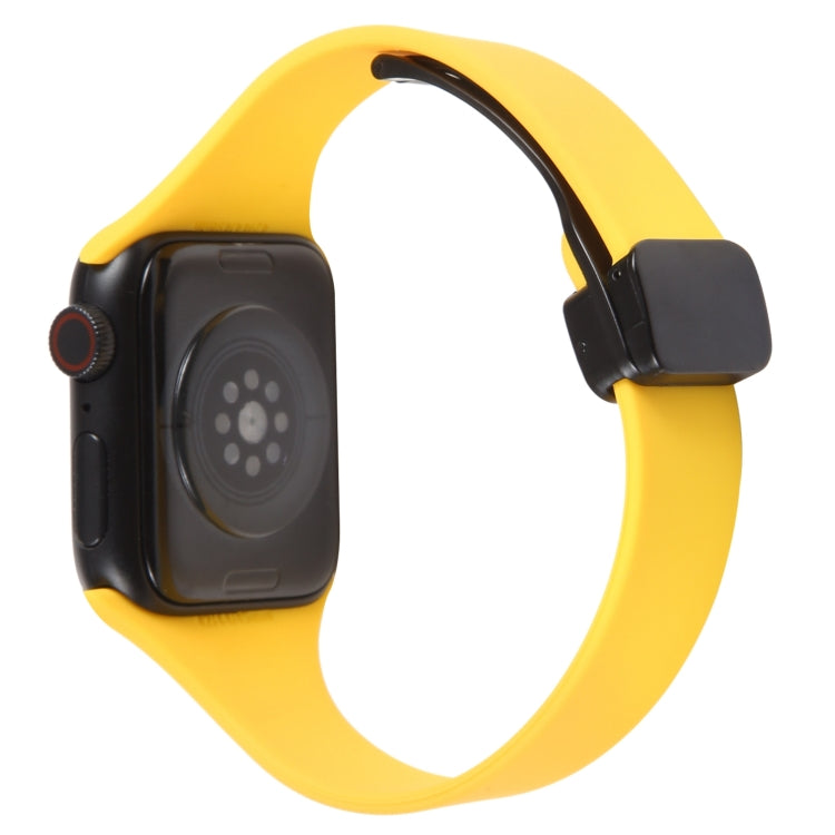 For Apple Watch SE 40mm Magnetic Buckle Slim Silicone Watch Band(Yellow) - Watch Bands by PMC TechLife | Online Shopping South Africa | PMC TechLife