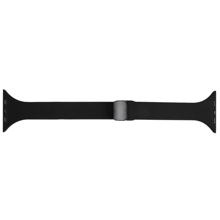 For Apple Watch SE 44mm Magnetic Buckle Slim Silicone Watch Band(Black) - Watch Bands by PMC TechLife | Online Shopping South Africa | PMC TechLife