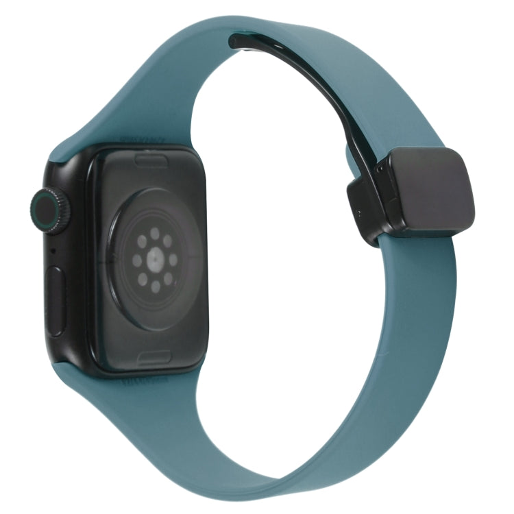 For Apple Watch SE 44mm Magnetic Buckle Slim Silicone Watch Band(Light Green) - Watch Bands by PMC TechLife | Online Shopping South Africa | PMC TechLife