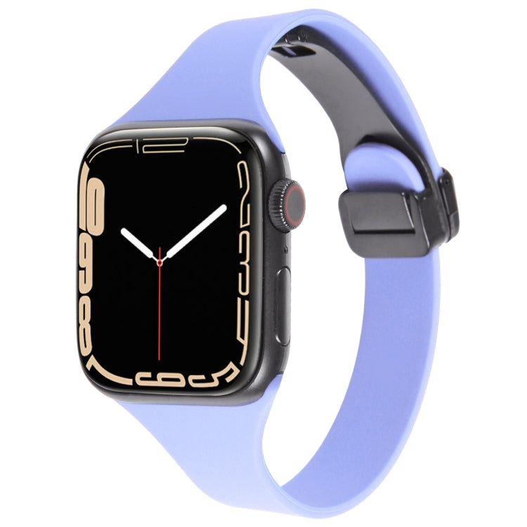 For Apple Watch SE 44mm Magnetic Buckle Slim Silicone Watch Band(Light Purple) - Watch Bands by PMC TechLife | Online Shopping South Africa | PMC TechLife