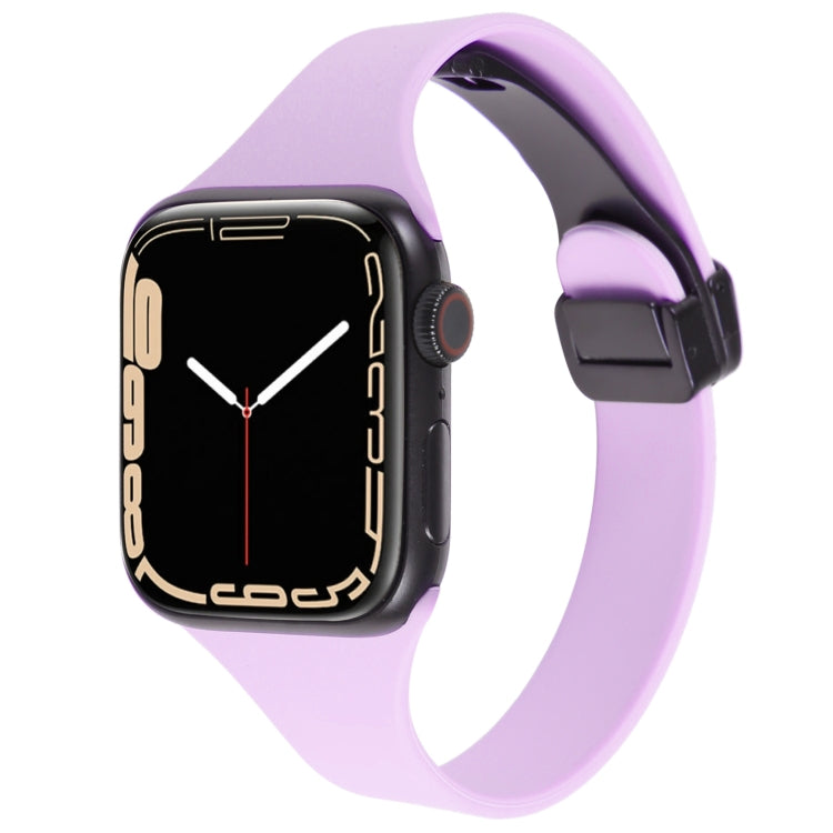 For Apple Watch SE 44mm Magnetic Buckle Slim Silicone Watch Band(Lavender) - Watch Bands by PMC TechLife | Online Shopping South Africa | PMC TechLife