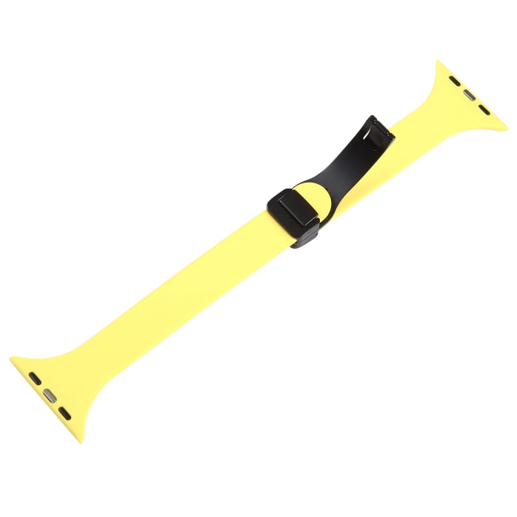 For Apple Watch 6 44mm Magnetic Buckle Slim Silicone Watch Band(Light Yellow) - Watch Bands by PMC TechLife | Online Shopping South Africa | PMC TechLife