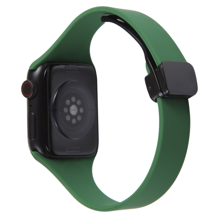 For Apple Watch 6 44mm Magnetic Buckle Slim Silicone Watch Band(Alfalfa Grass) - Watch Bands by PMC TechLife | Online Shopping South Africa | PMC TechLife
