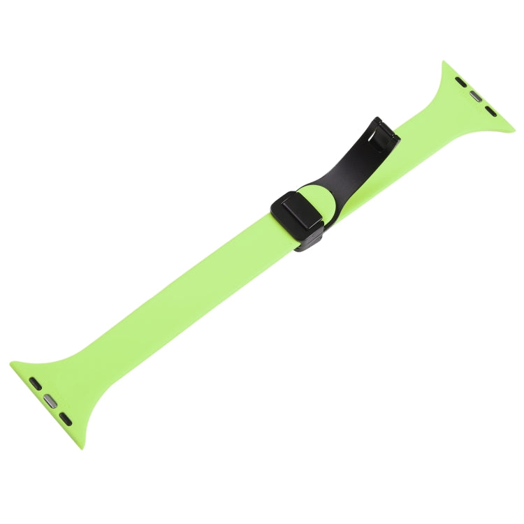 For Apple Watch 5 44mm Magnetic Buckle Slim Silicone Watch Band(Green) - Watch Bands by PMC TechLife | Online Shopping South Africa | PMC TechLife