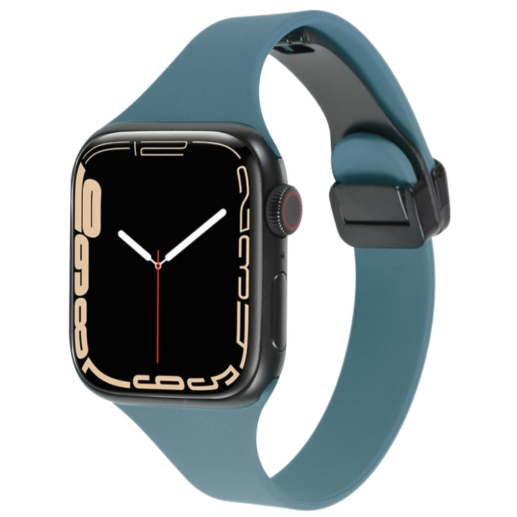For Apple Watch 5 40mm Magnetic Buckle Slim Silicone Watch Band(Light Green) - Watch Bands by PMC TechLife | Online Shopping South Africa | PMC TechLife