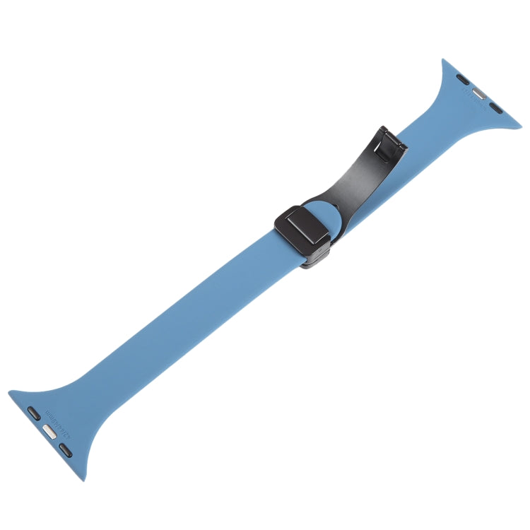 For Apple Watch 5 40mm Magnetic Buckle Slim Silicone Watch Band(Blue) - Watch Bands by PMC TechLife | Online Shopping South Africa | PMC TechLife