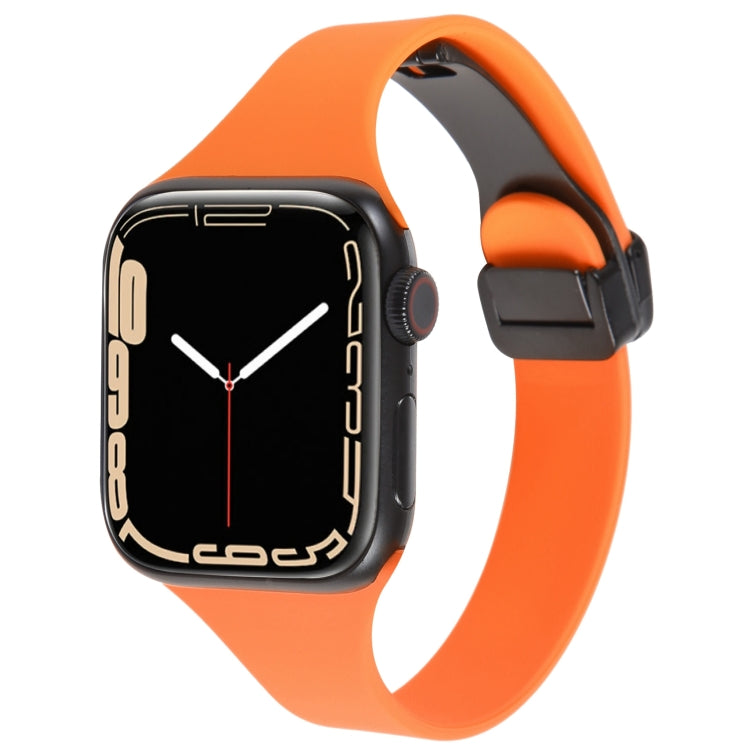 For Apple Watch 4 44mm Magnetic Buckle Slim Silicone Watch Band(Orange) - Watch Bands by PMC TechLife | Online Shopping South Africa | PMC TechLife