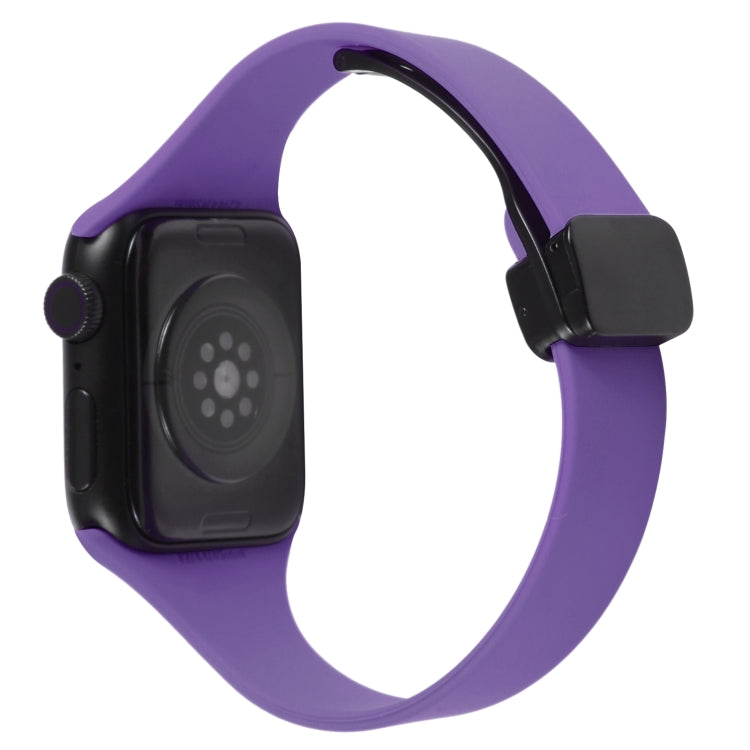 For Apple Watch 4 44mm Magnetic Buckle Slim Silicone Watch Band(Dark Purple) - Watch Bands by PMC TechLife | Online Shopping South Africa | PMC TechLife