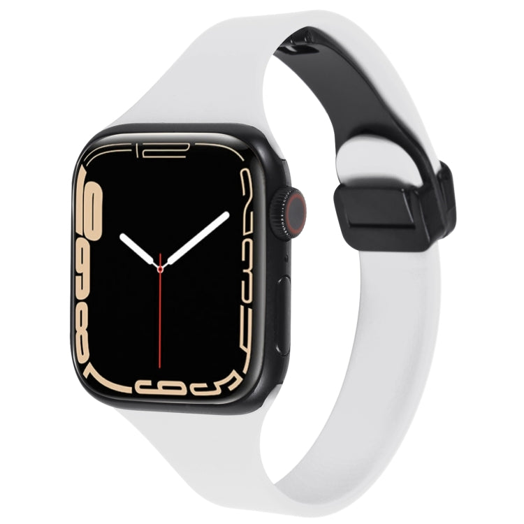 For Apple Watch 4 40mm Magnetic Buckle Slim Silicone Watch Band(White) - Watch Bands by PMC TechLife | Online Shopping South Africa | PMC TechLife
