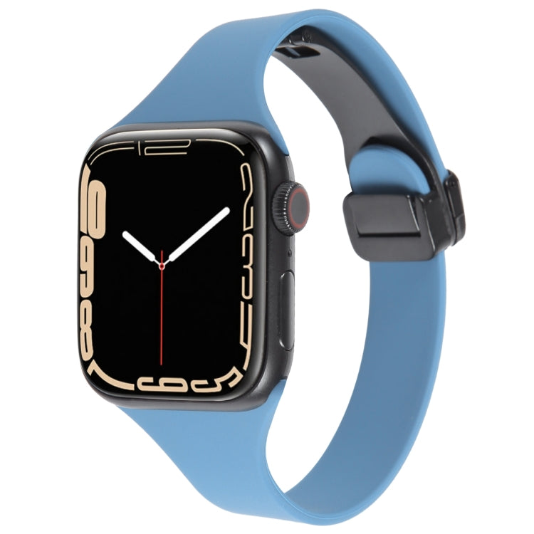 For Apple Watch 4 40mm Magnetic Buckle Slim Silicone Watch Band(Blue) - Watch Bands by PMC TechLife | Online Shopping South Africa | PMC TechLife