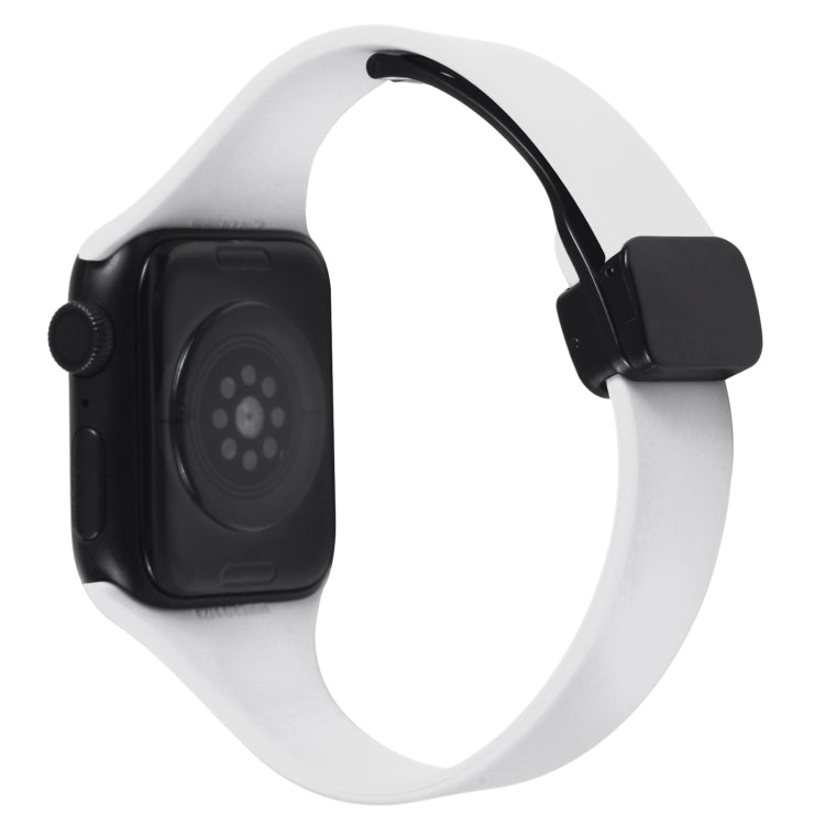 For Apple Watch 3 38mm Magnetic Buckle Slim Silicone Watch Band(White) - Watch Bands by PMC TechLife | Online Shopping South Africa | PMC TechLife