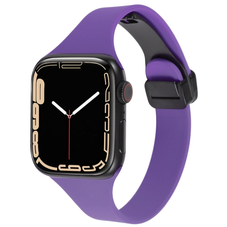 For Apple Watch 2 38mm Magnetic Buckle Slim Silicone Watch Band(Dark Purple) - Watch Bands by PMC TechLife | Online Shopping South Africa | PMC TechLife