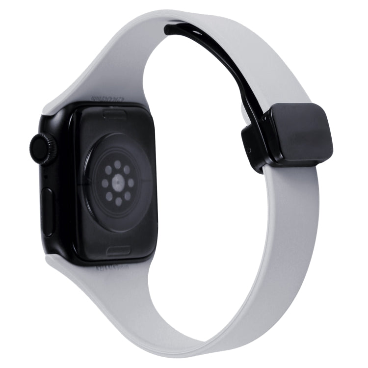 For Apple Watch 2 38mm Magnetic Buckle Slim Silicone Watch Band(Light Grey) - Watch Bands by PMC TechLife | Online Shopping South Africa | PMC TechLife