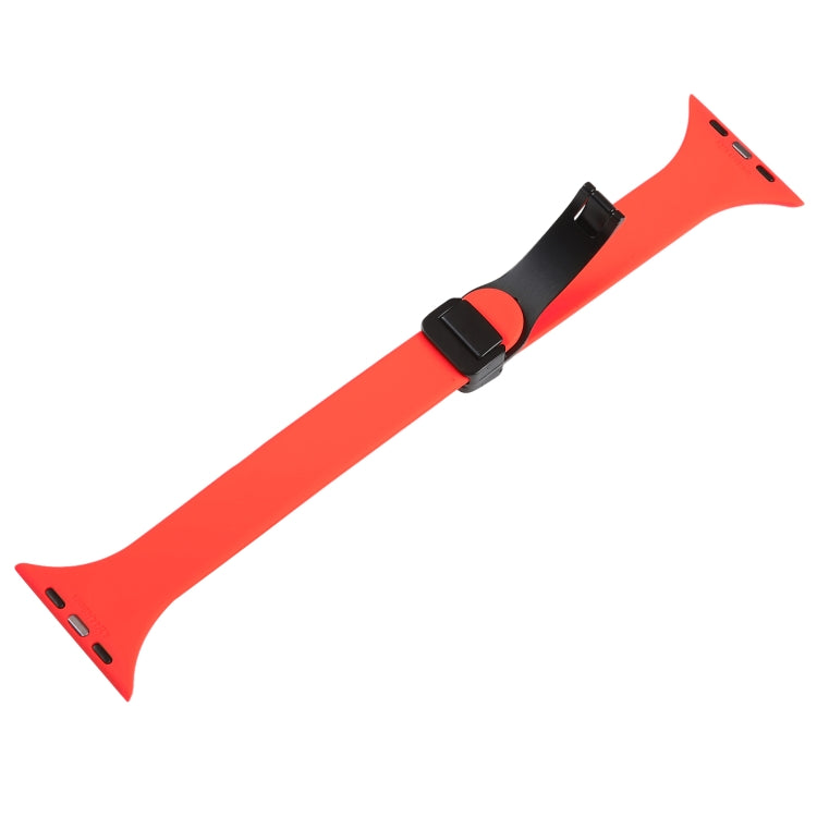 For Apple Watch 42mm Magnetic Buckle Slim Silicone Watch Band(Red) - Watch Bands by PMC TechLife | Online Shopping South Africa | PMC TechLife