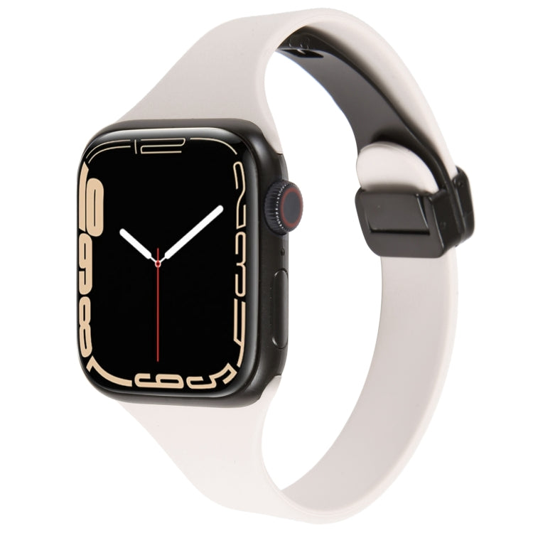 For Apple Watch 42mm Magnetic Buckle Slim Silicone Watch Band(Starlight) - Watch Bands by PMC TechLife | Online Shopping South Africa | PMC TechLife